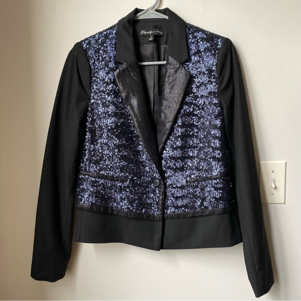 Elizabeth and James Black and Blue Sequin Blazer
